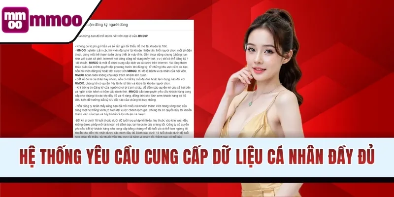 Hệ thống yêu cầu cung cấp dữ liệu cá nhân đầy đủ